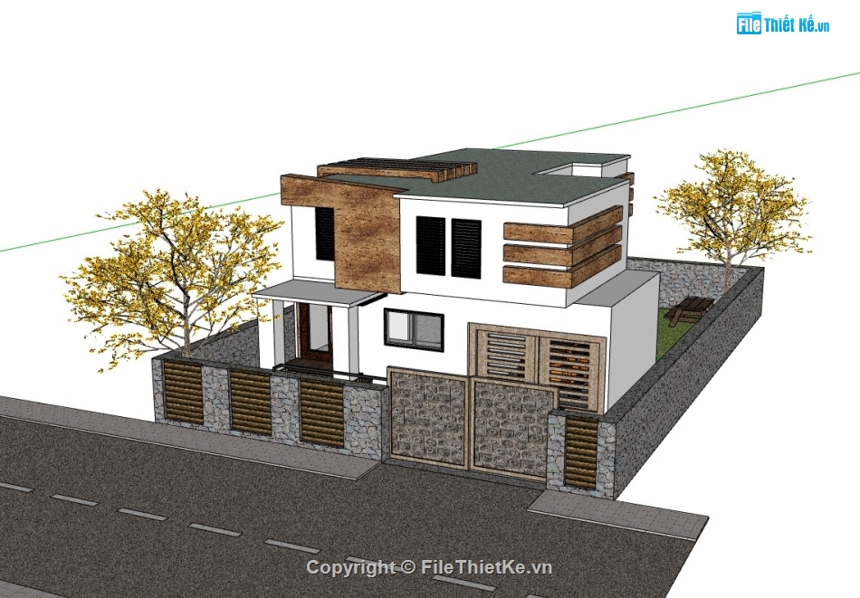 biệt thự 2 tầng,su biệt thự,sketchup biệt thự