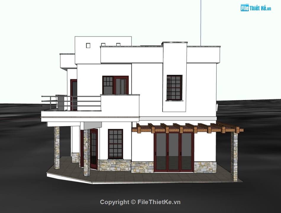 biệt thự 2 tầng,su biệt thự,biệt thự 2 tầng sketchup