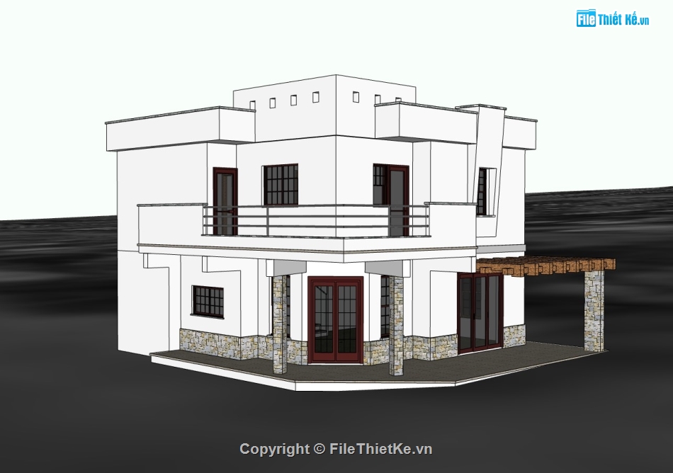 biệt thự 2 tầng,su biệt thự,biệt thự 2 tầng sketchup