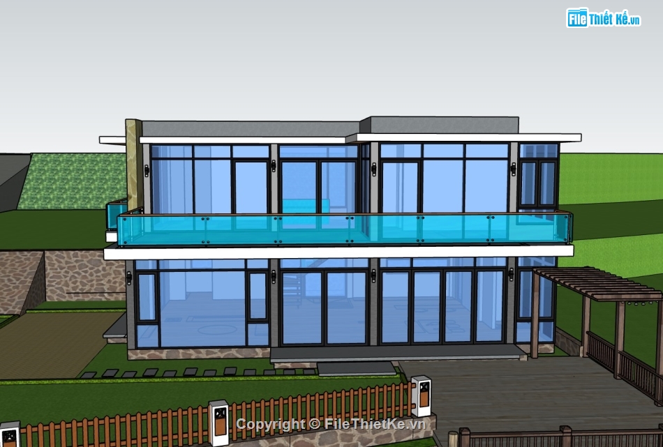 biệt thự 2 tầng,su biệt thự,sketchup biệt thự,su biệt thự 2 tầng