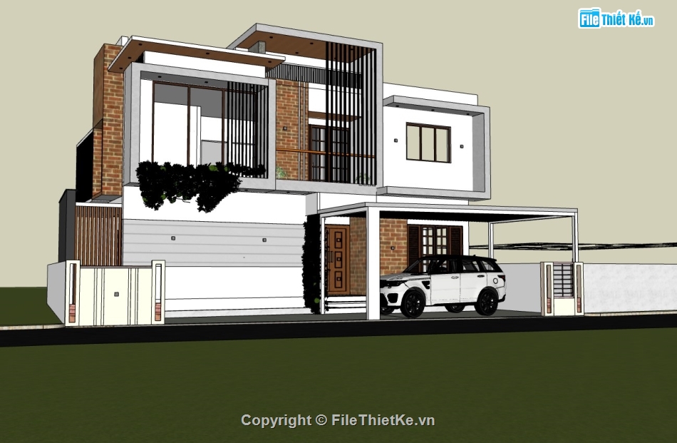 biệt thự 2 tầng,su biệt thự,sketchup biệt thự,su biệt thự 2 tầng