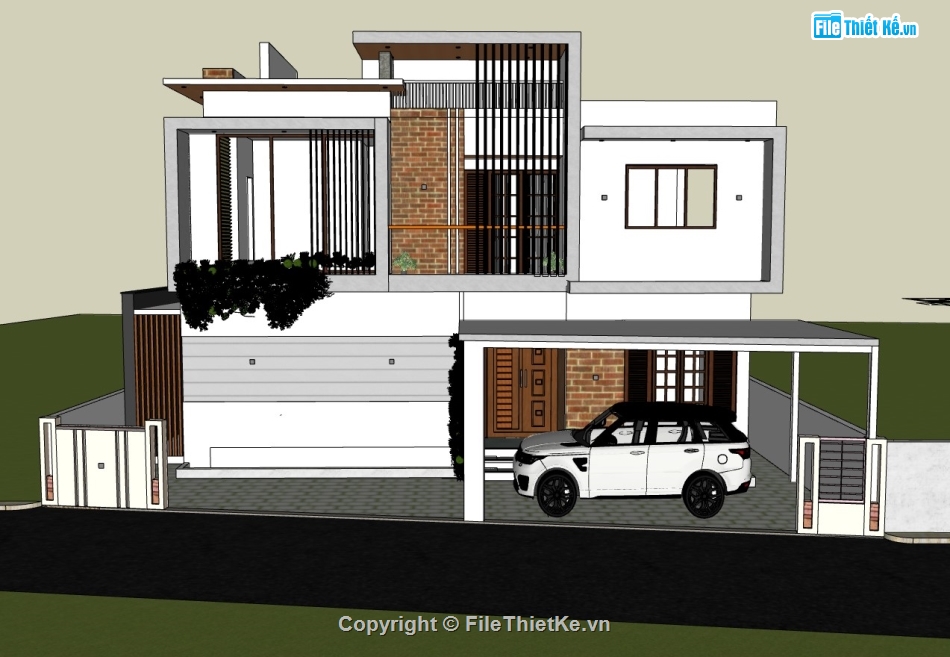 biệt thự 2 tầng,su biệt thự,sketchup biệt thự,su biệt thự 2 tầng