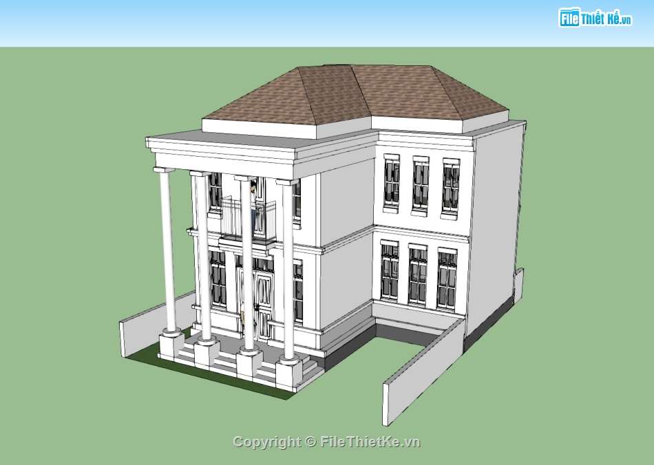 su biệt thự,sketchup biệt thự,su biệt thự 2 tầng