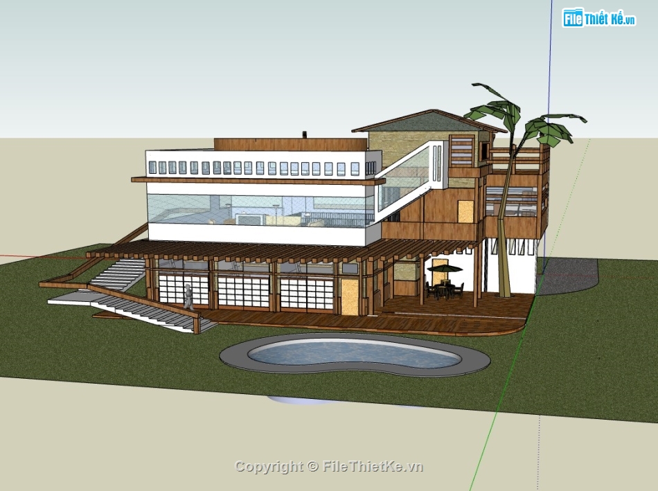 su biệt thự,sketchup biệt thự,su biệt thự 2 tầng,sketchup biệt thự 2 tầng