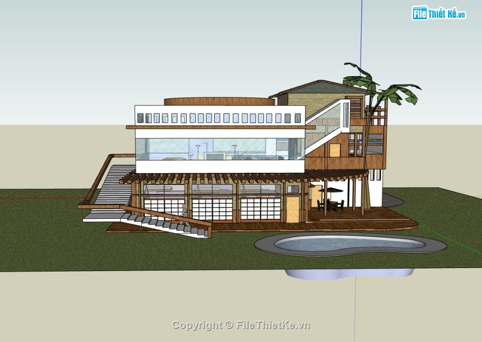 su biệt thự,sketchup biệt thự,su biệt thự 2 tầng,sketchup biệt thự 2 tầng