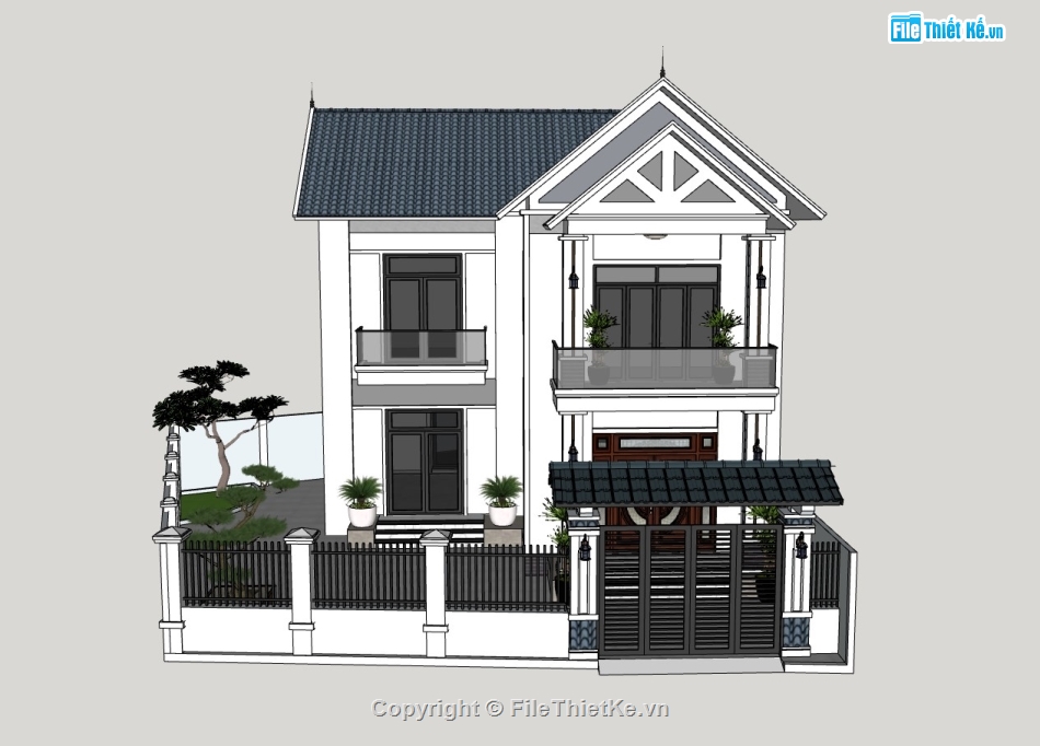 biệt thự 2 tầng,su biệt thự,sketchup biệt thự,su biệt thự 2 tầng