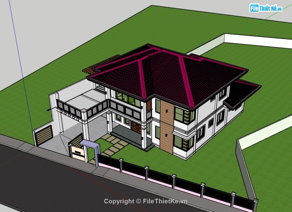 biệt thự 2 tầng,su biệt thự,sketchup biệt thự,su biệt thự 2 tầng