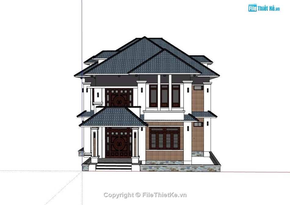 biệt thự 2 tầng,su biệt thự,sketchup biệt thự,su biệt thự 2 tầng