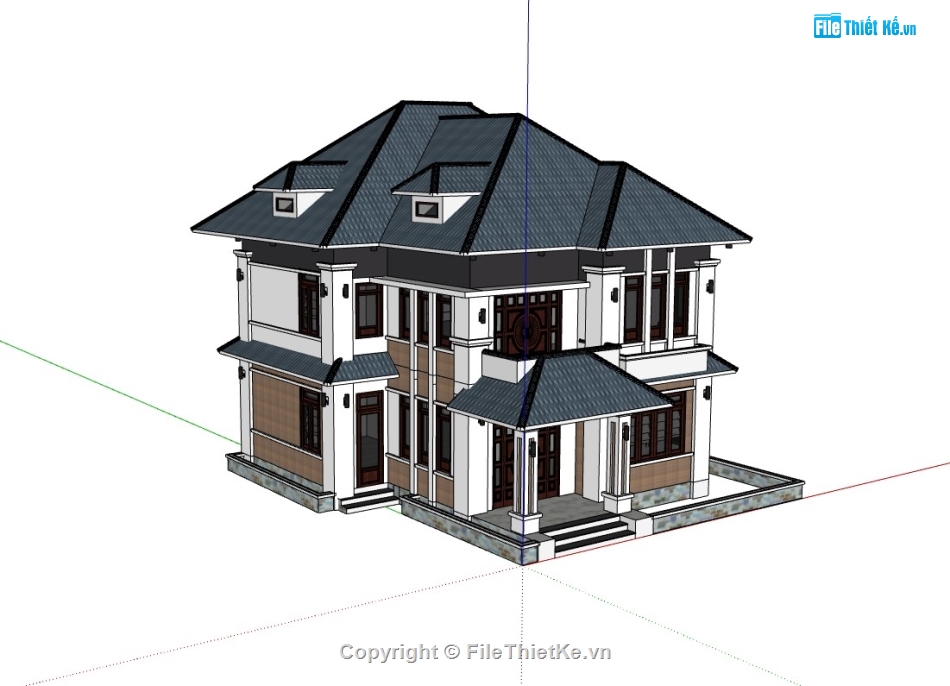 biệt thự 2 tầng,su biệt thự,sketchup biệt thự,su biệt thự 2 tầng