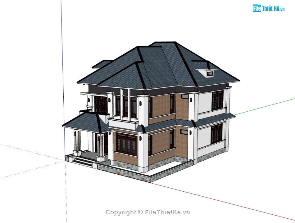 biệt thự 2 tầng,su biệt thự,sketchup biệt thự,su biệt thự 2 tầng