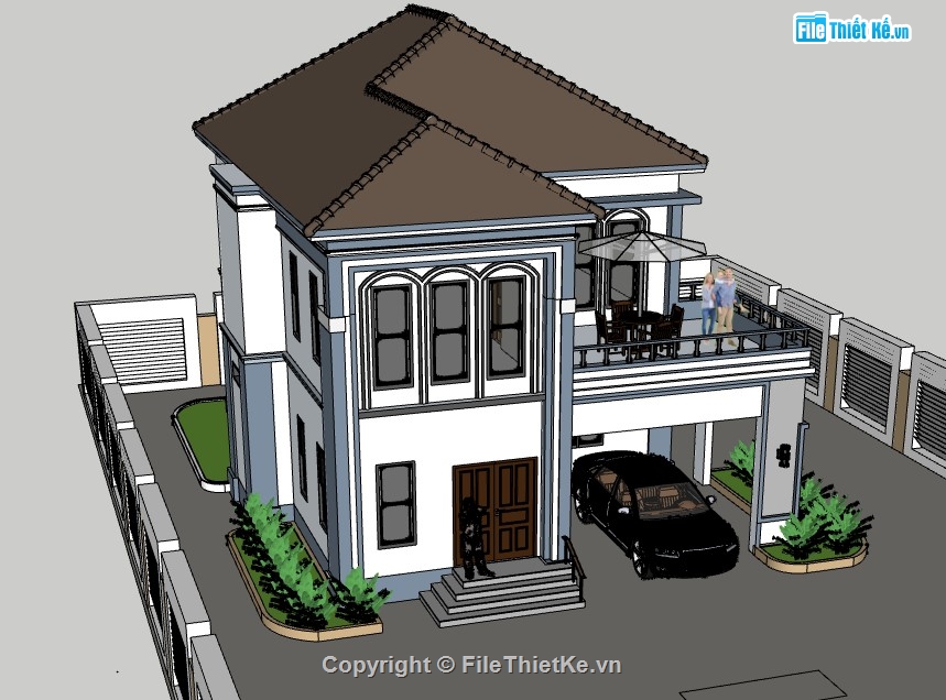 biệt thự 2 tầng,biệt thự sketchup,sketchup biệt thự,su biệt thự 2 tầng,sketchup biệt thự 2 tầng