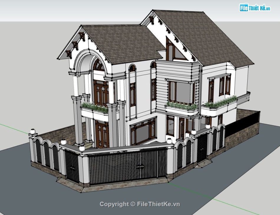 biệt thự 2 tầng,model su biệt thự 2 tầng,phối cảnh biệt thự 2 tầng,biệt thự 2 tầng su