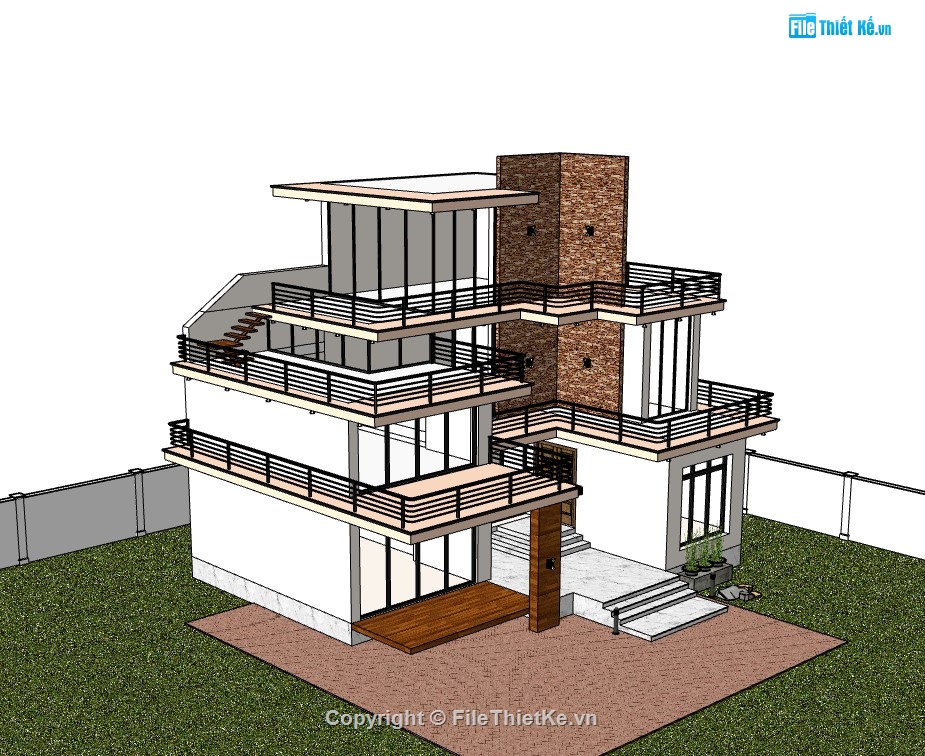 biệt thự 3 tầng,su biệt thự,sketchup biệt thự,su biệt thự 3 tầng