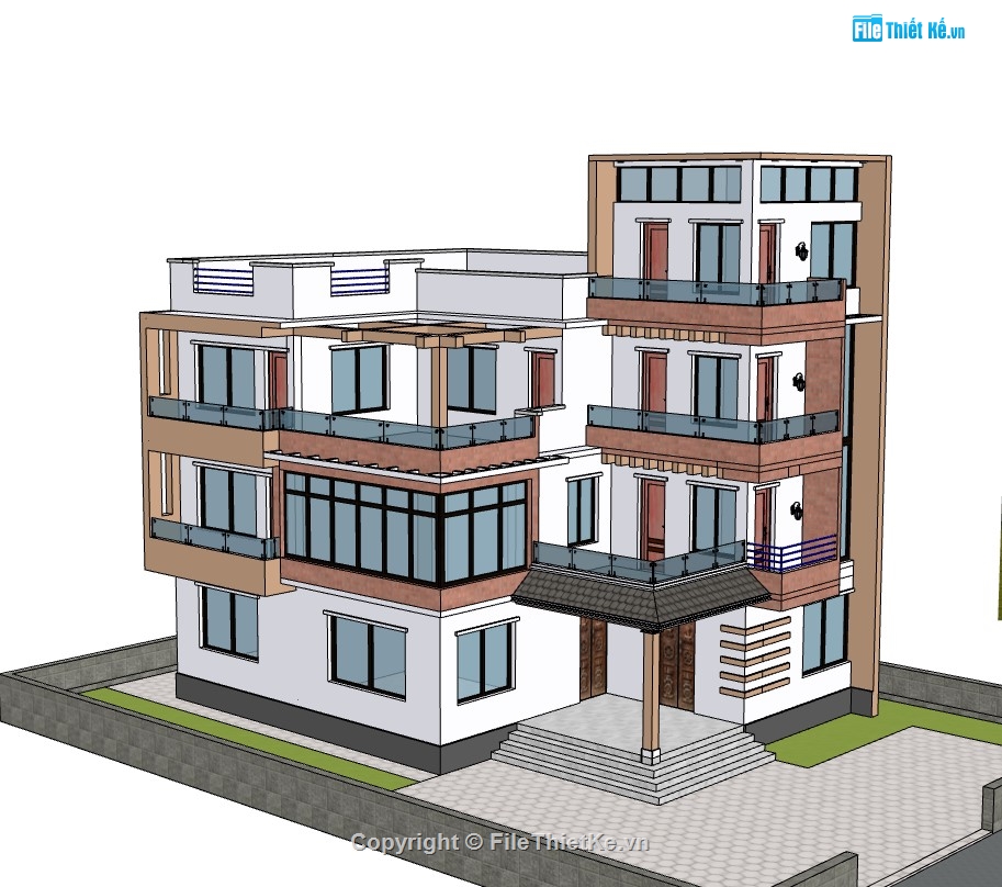 su biệt thự,sketchup biệt thự,su biệt thự 3 tầng,sketchup biệt thự 3 tầng