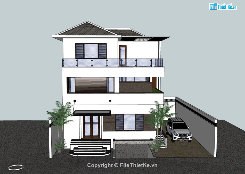 biệt thự 3 tầng,su biệt thự,sketchup biệt thự,su biệt thự 3 tầng