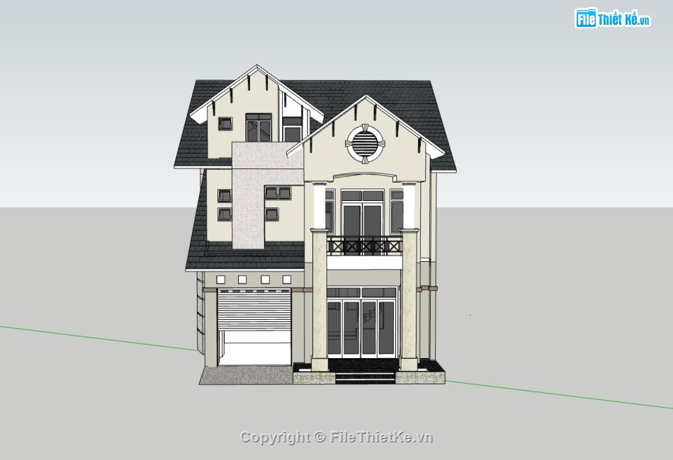 biệt thự 3 tầng,su biệt thự,sketchup biệt thự