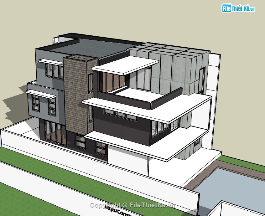 biệt thự 3 tầng,su biệt thự,sketchup biệt thự,su biệt thự 3 tầng,sketchup biệt thự 3 tầng