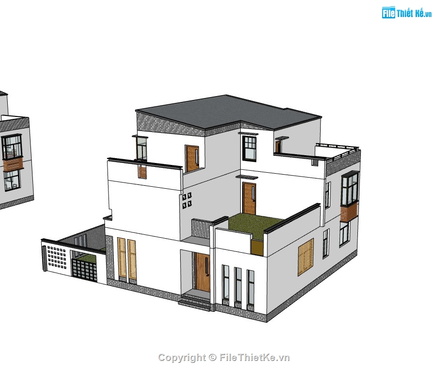 biệt thự 3 tầng,su biệt thự,sketchup biệt thự,su biệt thự 3 tầng