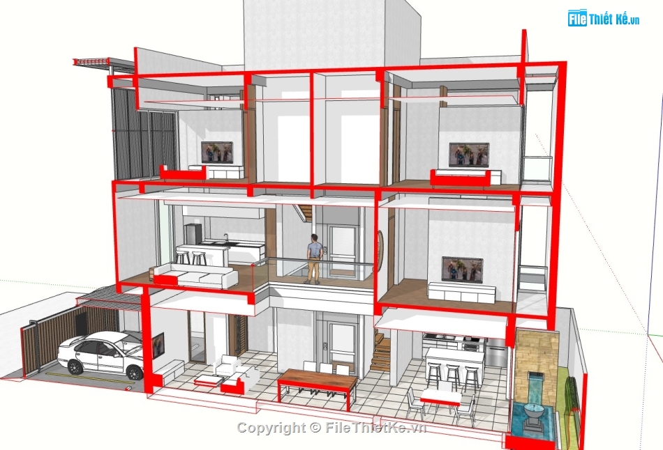 biệt thự 3 tầng,su biệt thự,sketchup biệt thự,su biệt thự 3 tầng,sketchup biệt thự 3 tầng