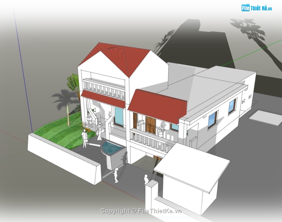 su biệt thự,sketchup biệt thự,su biệt thự 3 tầng