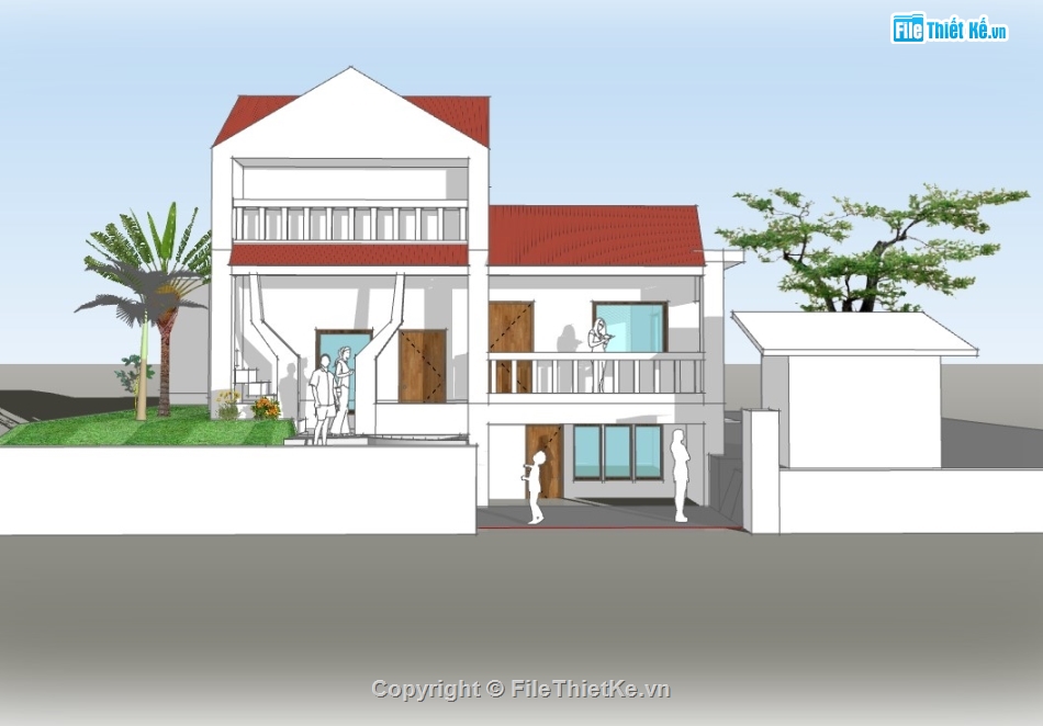 su biệt thự,sketchup biệt thự,su biệt thự 3 tầng