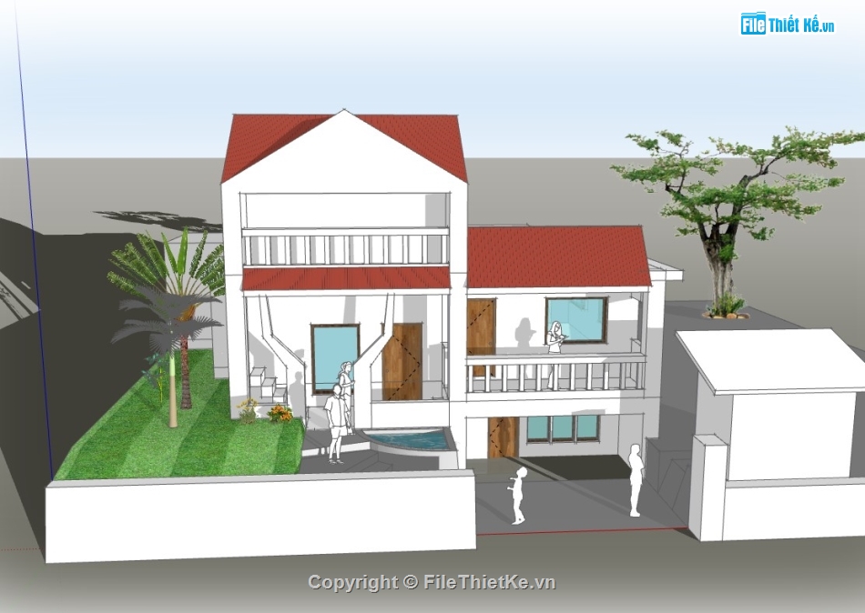 su biệt thự,sketchup biệt thự,su biệt thự 3 tầng