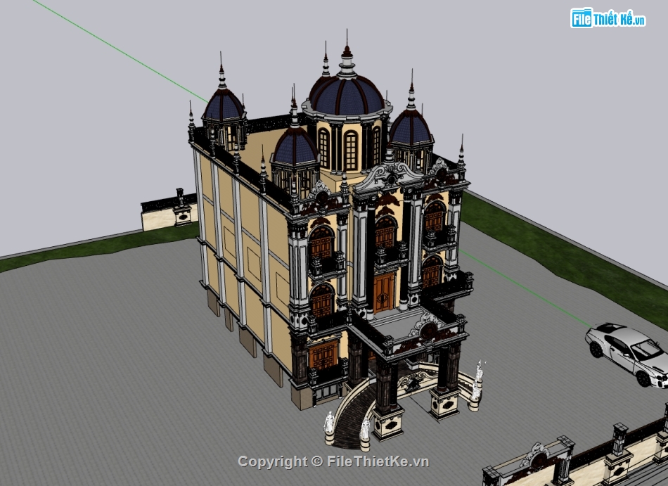 biệt thự 3 tầng,su biệt thự 3 tầng,sketchup biệt thự