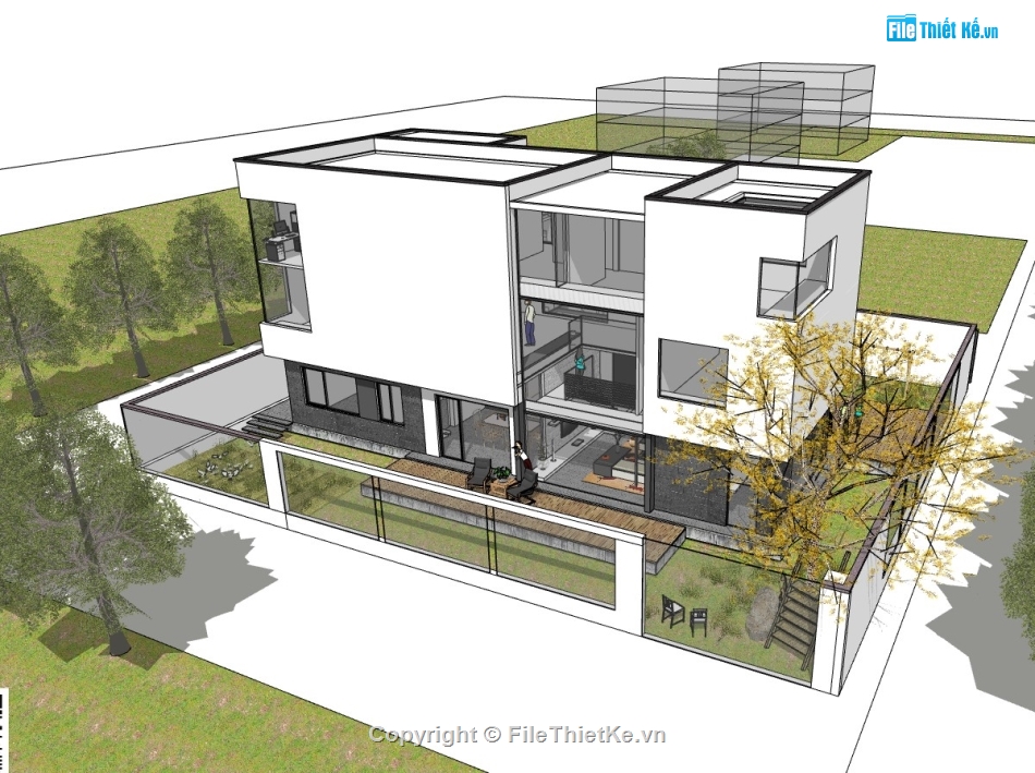 biệt thự 3 tầng,su biệt thự,sketchup biệt thự,su biệt thự 3 tầng