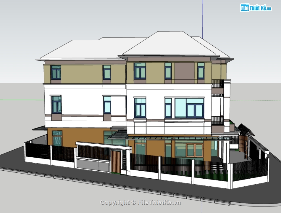 biệt thự 3 tầng,su biệt thự,sketchup biệt thự