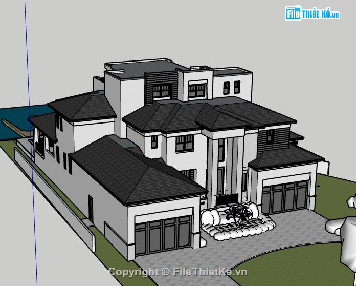 Biệt thự 3 tầng,model su biệt thự 3 tầng,biệt thự 3 tầng file su