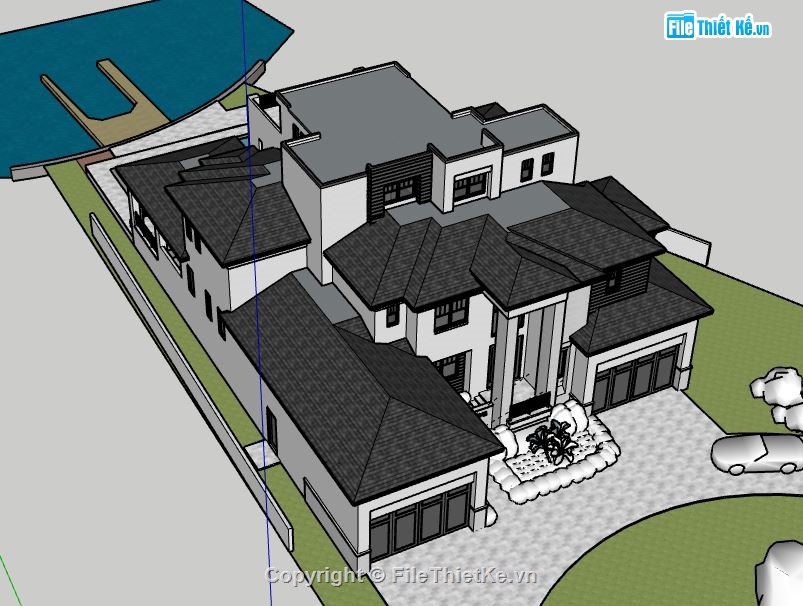 Biệt thự 3 tầng,model su biệt thự 3 tầng,biệt thự 3 tầng file su
