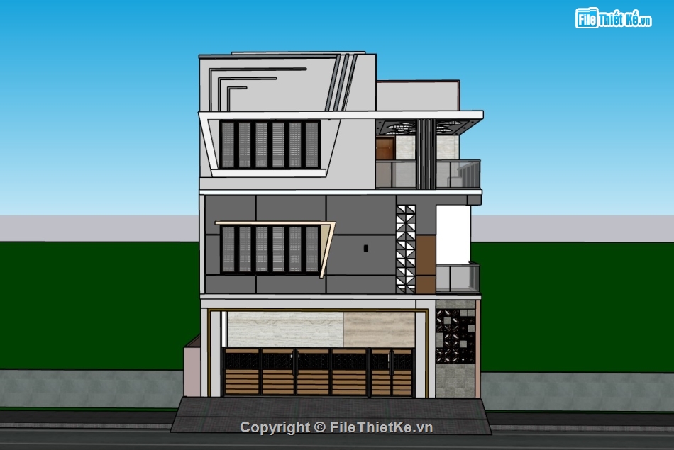 biệt thự 3 tầng,su biệt thự,sketchup biệt thự,su biệt thự 3 tầng