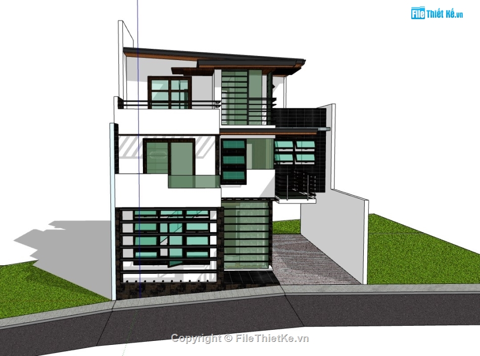 biệt thự 3 tầng,su biệt thự,sketchup biệt thự
