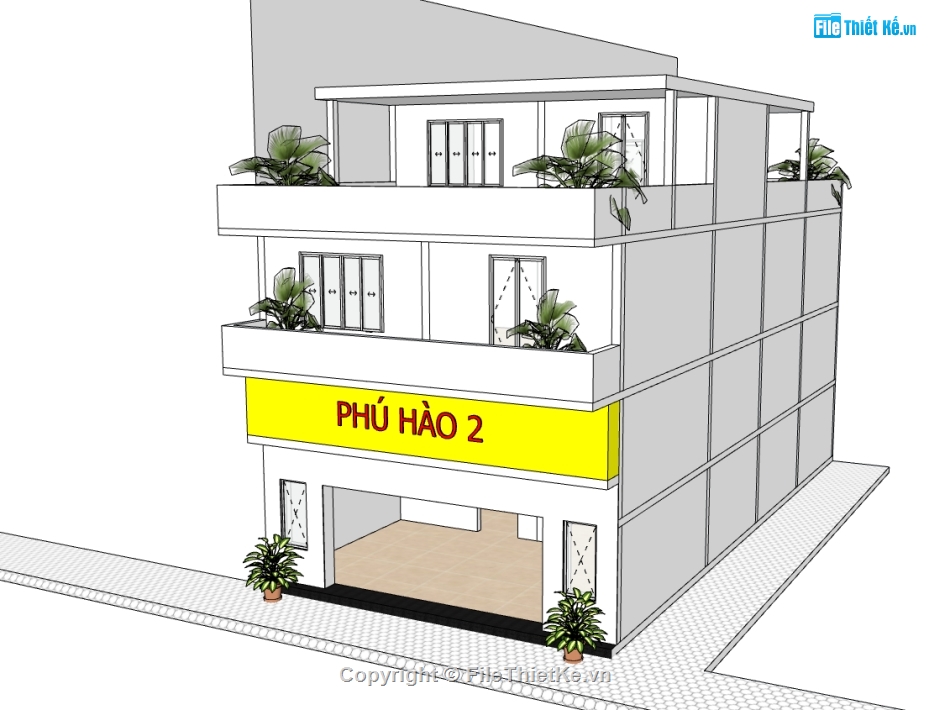 biệt thự 3 tầng,su biệt thự,sketchup biệt thự