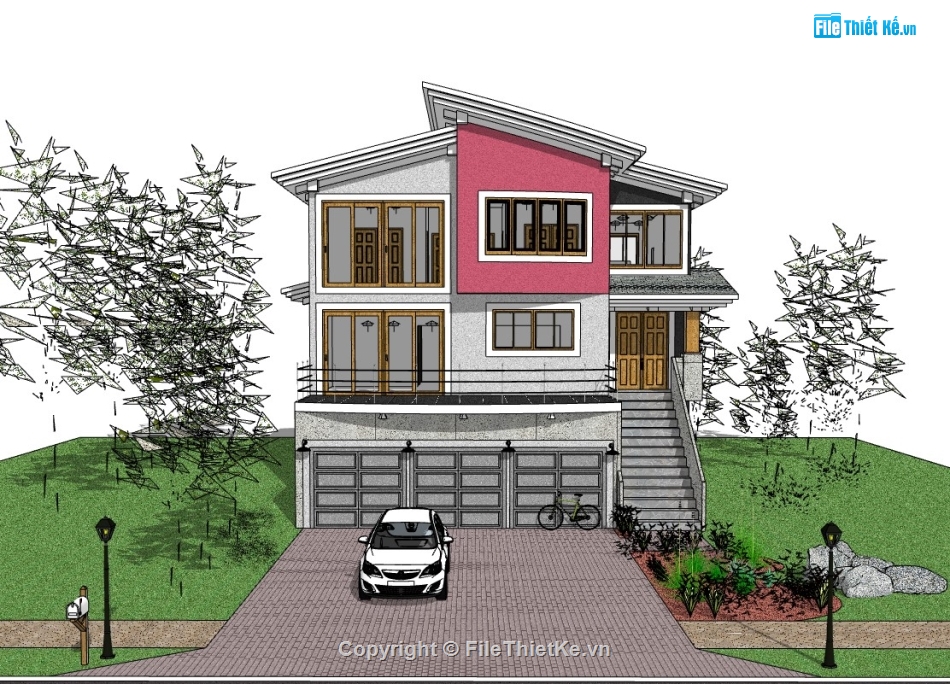 biệt thự 3 tầng,su biệt thự,sketchup biệt thự,su biệt thự 3 tầng,sketchup biệt thự 3 tầng