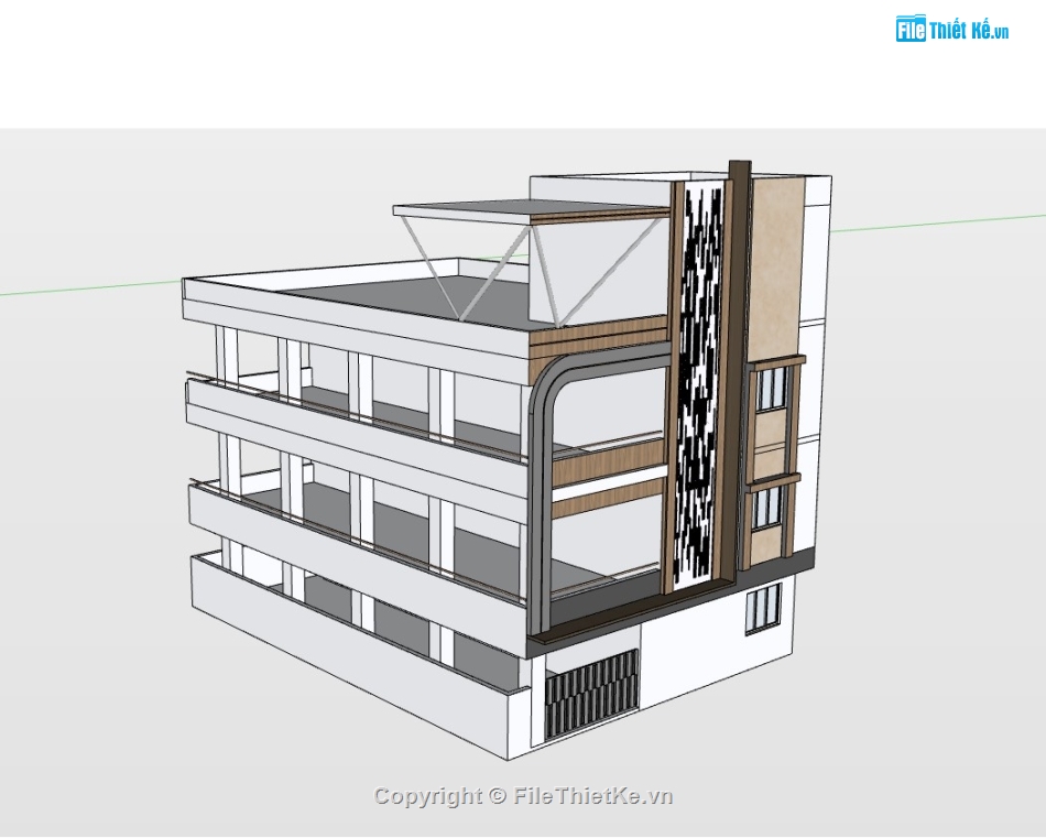 biệt thự 4 tầng,sketchup biệt thự,su biệt thự