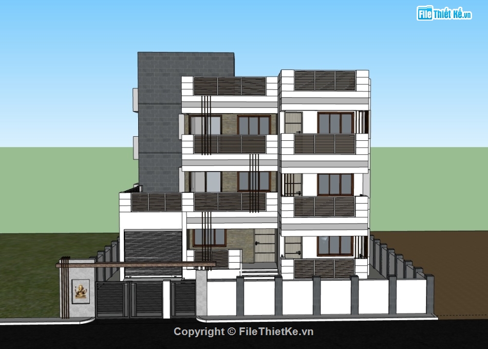 biệt thự 4 tầng,su biệt thự,sketchup biệt thự,su biệt thự 4 tầng