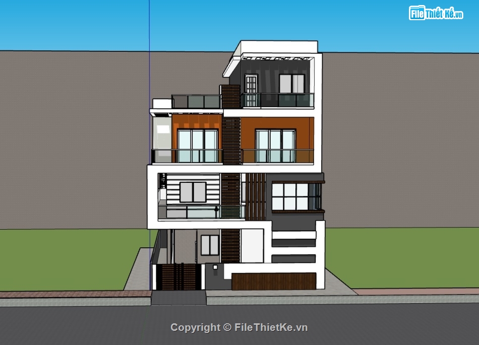 biệt thự 4 tầng,su biệt thự,sketchup biệt thự 4 tầng,su biệt thự 4 tầng