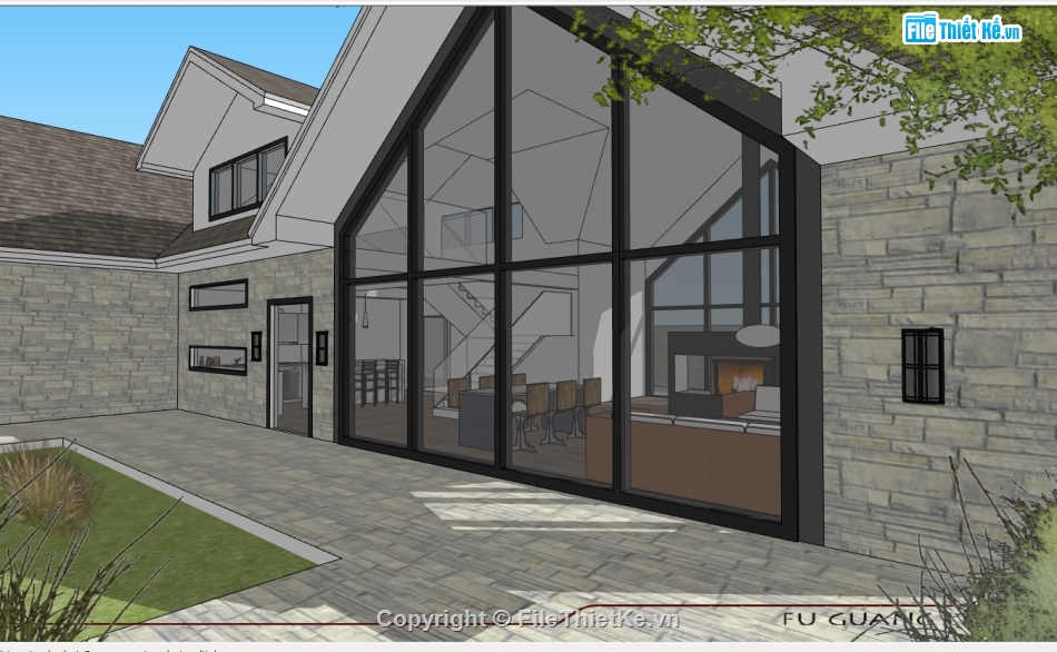 File Su Bungalow 10x30m,Bungalow 10x30m có hồ bơi,mẫu thiết kế bungalow,sketchup thiết kế bungalow