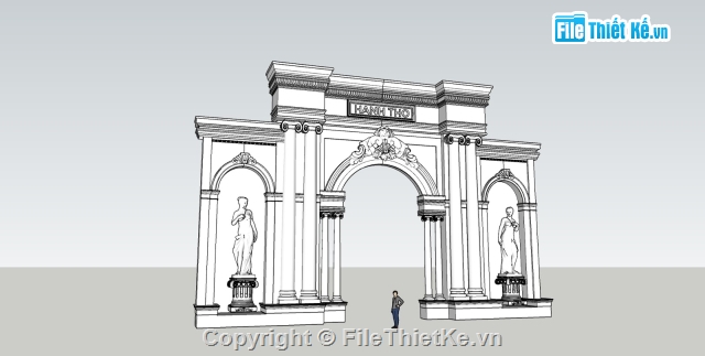 cổng chào khu du lịch,File SU cổng chào cổ điển,cổng chào