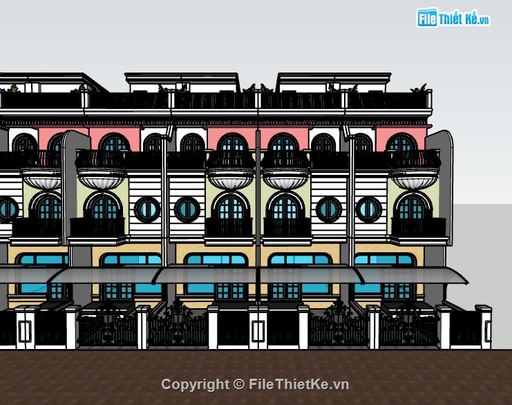 nhà phố 3 tầng,su nhà phố,sketchup nhà phố,su nhà phố 3 tầng