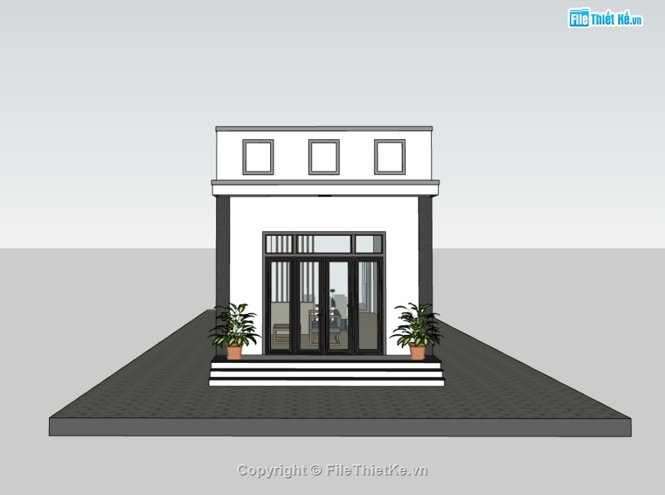su nhà 1 tầng,sketchup nhà 1 tầng,nhà 1 tầng