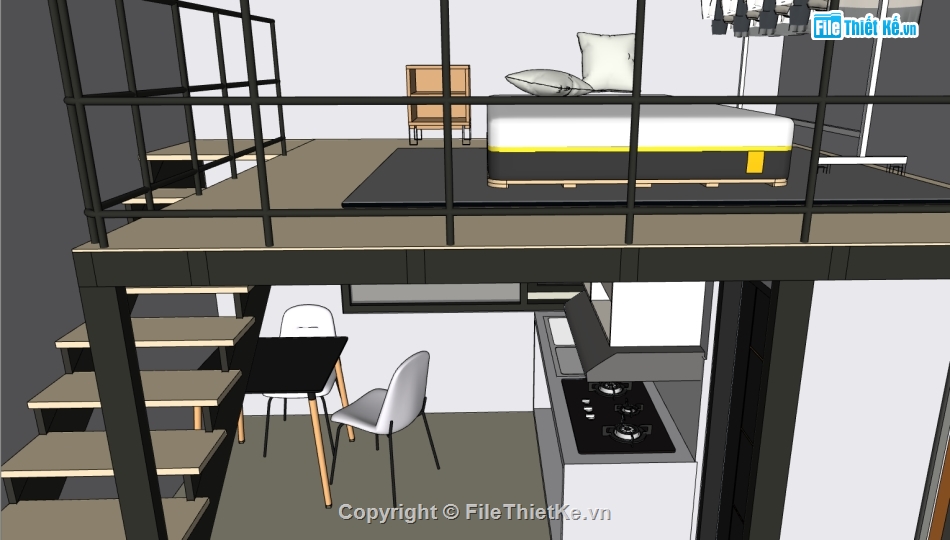 su nhà 1 tầng,sketchup nhà 1 tầng,nhà 1 tầng