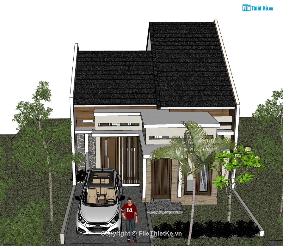 nhà 1 tầng,su nhà 1 tầng,sketchup nhà 1 tầng