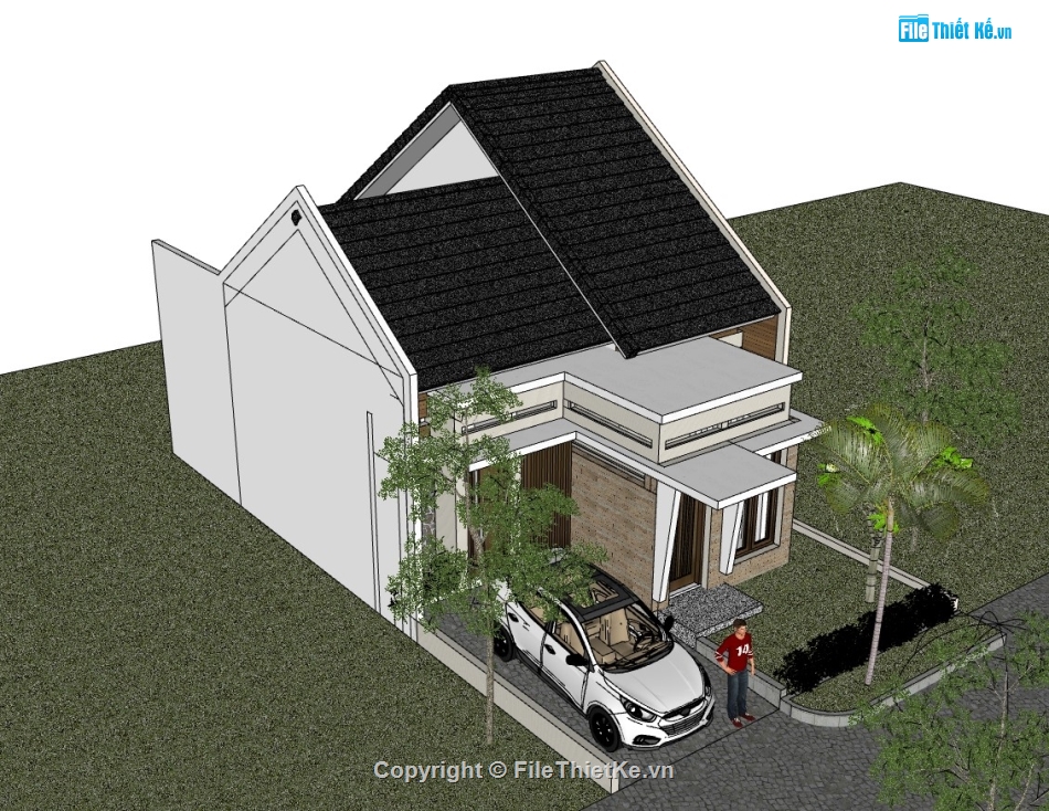 nhà 1 tầng,su nhà 1 tầng,sketchup nhà 1 tầng