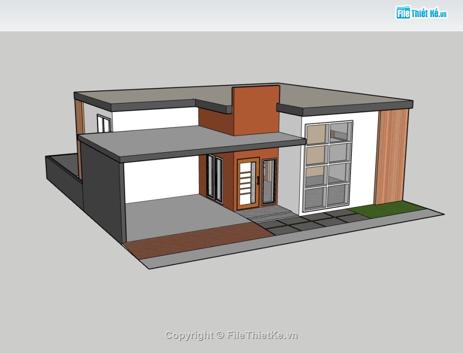 nhà 1 tầng,su nhà 1 tầng,sketchup nhà 1 tầng,sketchup nhà