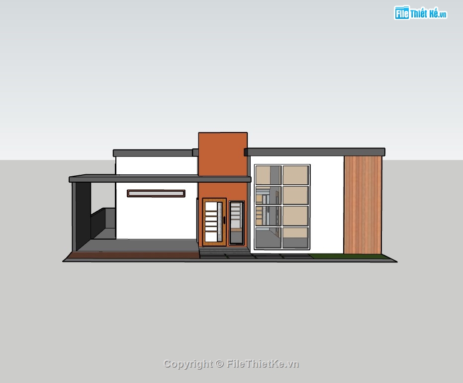 nhà 1 tầng,su nhà 1 tầng,sketchup nhà 1 tầng,sketchup nhà