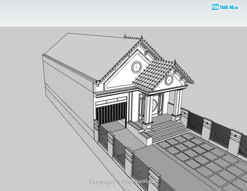 nhà 1 tầng,su nhà 1 tầng,sketchup nhà 1 tầng