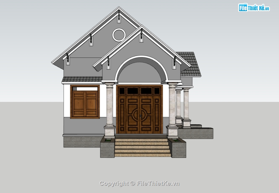 su nhà 1 tầng,sketchup 1 tầng,nhà 1 tầng