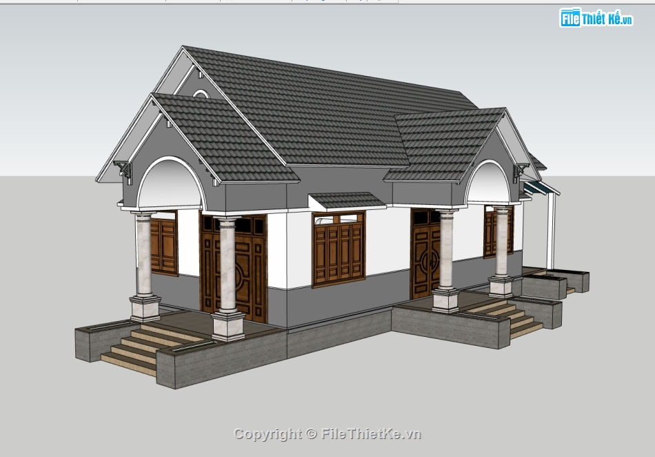 su nhà 1 tầng,sketchup 1 tầng,nhà 1 tầng